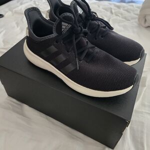 adidas Black Knit Sneakers with White Sole and Subtle Stripes
